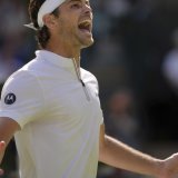 La joie de Taylor Fritz après sa victoire KEYSTONE/AP/Kin Cheung